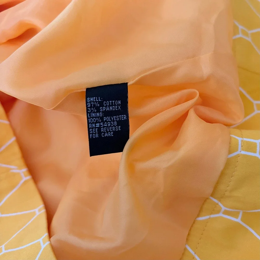 EDEN COURT Yellow White Geometric Print Coat Jacket Bell Sleeves‎ Pockets Large